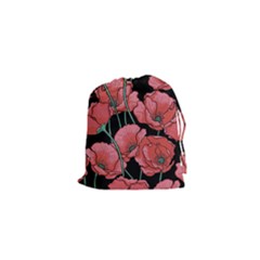 Red Flowers Drawstring Pouch (xs) by goljakoff