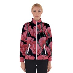 Red Flowers Winter Jacket by goljakoff