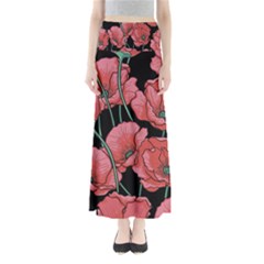 Red Flowers Full Length Maxi Skirt by goljakoff