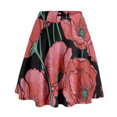 Red Flowers High Waist Skirt by goljakoff