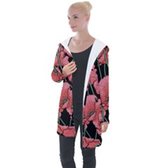 Red Flowers Longline Hooded Cardigan by goljakoff