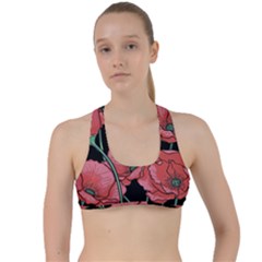 Red Flowers Criss Cross Racerback Sports Bra by goljakoff