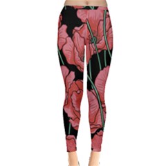 Red Flowers Inside Out Leggings by goljakoff