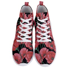 Red Flowers Men s Lightweight High Top Sneakers by goljakoff