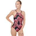 Red flowers High Neck One Piece Swimsuit View1