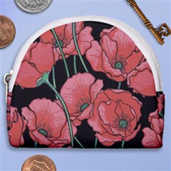 Red Flowers Horseshoe Style Canvas Pouch by goljakoff