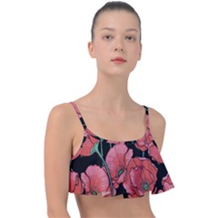 Red Flowers Frill Bikini Top by goljakoff