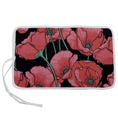 Red Flowers Pen Storage Case (l)