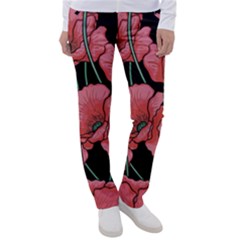 Red Flowers Women s Casual Pants by goljakoff