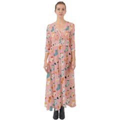 Socks Love Button Up Boho Maxi Dress