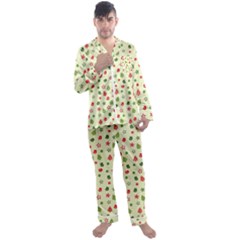 Cute Christmas Pattern Men s Long Sleeve Satin Pajamas Set by designsbymallika