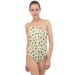 Cute Christmas Pattern Classic One Shoulder Swimsuit by designsbymallika