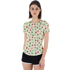 Cute Christmas Pattern Back Cut Out Sport Tee by designsbymallika