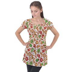 Christmas Love 6 Puff Sleeve Tunic Top by designsbymallika