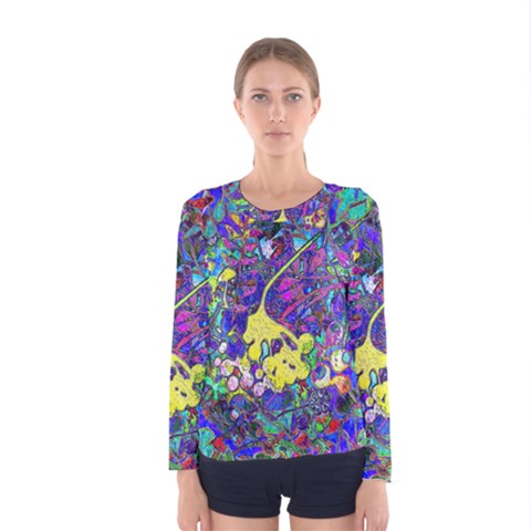 Vibrant Abstract Floral/rainbow Color Women s Long Sleeve Tee by dressshop