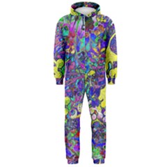 Vibrant Abstract Floral/rainbow Color Hooded Jumpsuit (men)  by dressshop