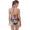 vibrant abstract floral/rainbow color Halter Cut-Out One Piece Swimsuit View2