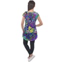 vibrant abstract floral/rainbow color Cap Sleeve High Low Top View2