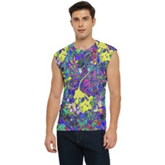 Vibrant Abstract Floral/rainbow Color Men s Raglan Cap Sleeve Tee