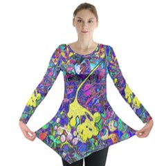 Vibrant Abstract Floral/rainbow Color Long Sleeve Tunic  by dressshop