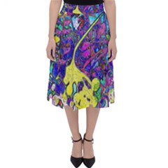 Vibrant Abstract Floral/rainbow Color Classic Midi Skirt by dressshop