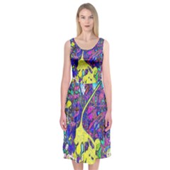 Vibrant Abstract Floral/rainbow Color Midi Sleeveless Dress by dressshop