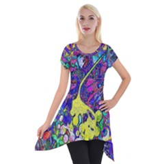 Vibrant Abstract Floral/rainbow Color Short Sleeve Side Drop Tunic by dressshop