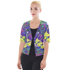 Vibrant Abstract Floral/rainbow Color Cropped Button Cardigan by dressshop