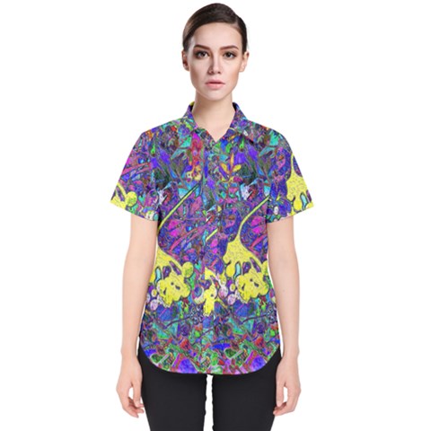 Vibrant Abstract Floral/rainbow Color Women s Short Sleeve Shirt by dressshop