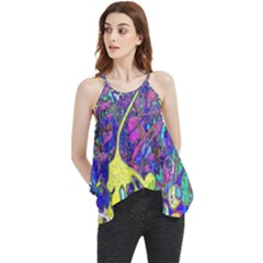 Vibrant Abstract Floral/rainbow Color Flowy Camisole Tank Top