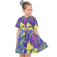 Vibrant Abstract Floral/rainbow Color Kids  Sailor Dress by dressshop