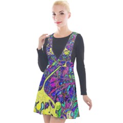 Vibrant Abstract Floral/rainbow Color Plunge Pinafore Velour Dress by dressshop