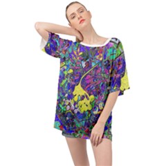 Vibrant Abstract Floral/rainbow Color Oversized Chiffon Top by dressshop