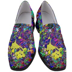 Vibrant Abstract Floral/rainbow Color Women s Chunky Heel Loafers by dressshop