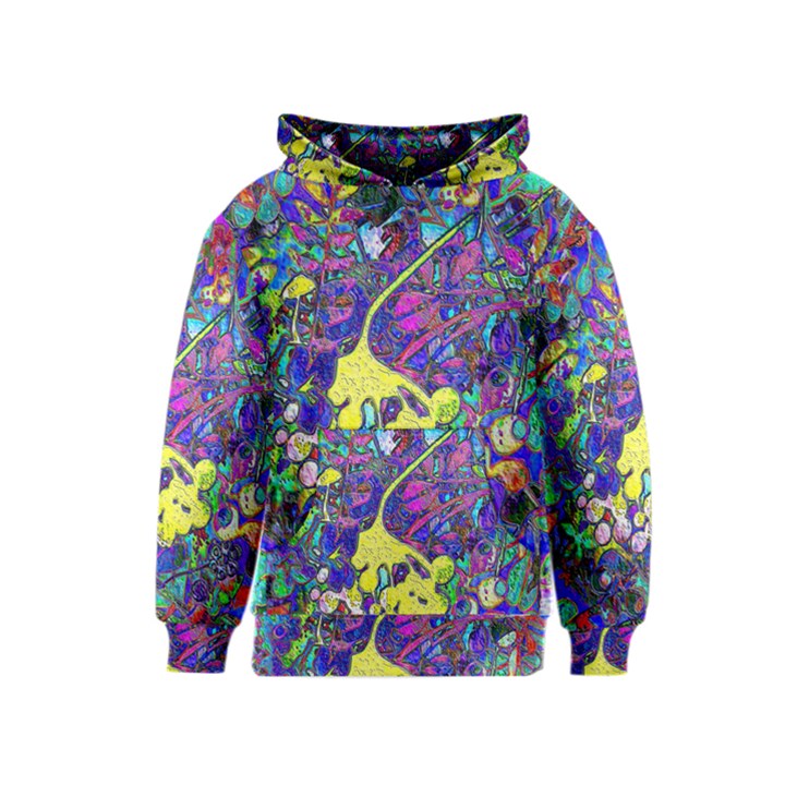 vibrant abstract floral/rainbow color Kids  Pullover Hoodie