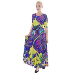 Vibrant Abstract Floral/rainbow Color Half Sleeves Maxi Dress by dressshop