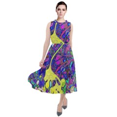 Vibrant Abstract Floral/rainbow Color Round Neck Boho Dress by dressshop