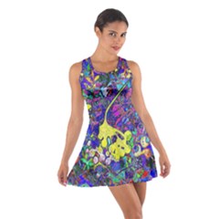 Vibrant Abstract Floral/rainbow Color Cotton Racerback Dress by dressshop