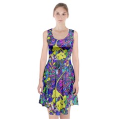 Vibrant Abstract Floral/rainbow Color Racerback Midi Dress by dressshop