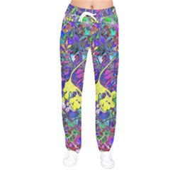 Vibrant Abstract Floral/rainbow Color Women Velvet Drawstring Pants by dressshop