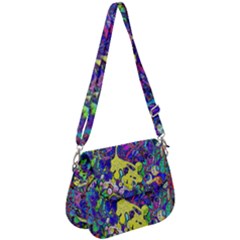 Vibrant Abstract Floral/rainbow Color Saddle Handbag by dressshop