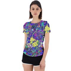 Vibrant Abstract Floral/rainbow Color Back Cut Out Sport Tee by dressshop