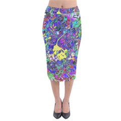 Vibrant Abstract Floral/rainbow Color Velvet Midi Pencil Skirt by dressshop