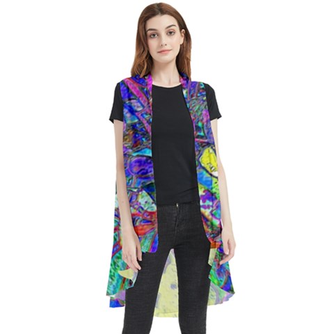 Vibrant Abstract Floral/rainbow Color Sleeveless Chiffon Waistcoat Shirt by dressshop