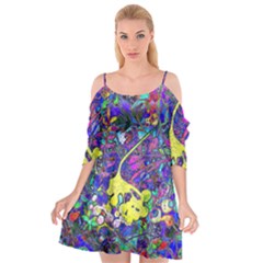 Vibrant Abstract Floral/rainbow Color Cutout Spaghetti Strap Chiffon Dress by dressshop