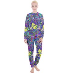 Vibrant Abstract Floral/rainbow Color Women s Lounge Set