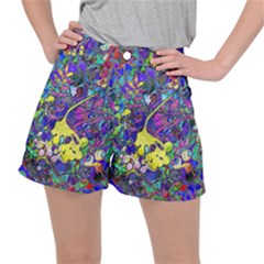 Vibrant Abstract Floral/rainbow Color Ripstop Shorts by dressshop