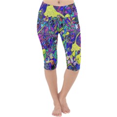 Vibrant Abstract Floral/rainbow Color Lightweight Velour Cropped Yoga Leggings by dressshop