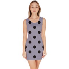 Large Black Polka Dots On Coin Grey - Bodycon Dress by FashionLane