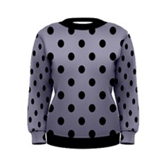 Large Black Polka Dots On Coin Grey - Women s Sweatshirt by FashionLane